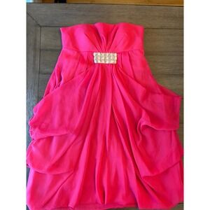 Nicole by Nicole Miller Platinum Hot Pink Strapless Beaded Cocktail Dress Size 6